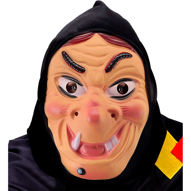 Maska na Halloween Czarna Czarownica z chustą na głowie