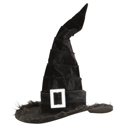 Kapelusz wiedźmy na Halloween czarny z klamrą