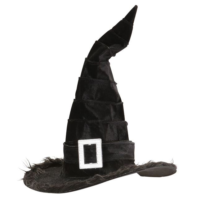 Kapelusz wiedźmy na Halloween czarny z klamrą