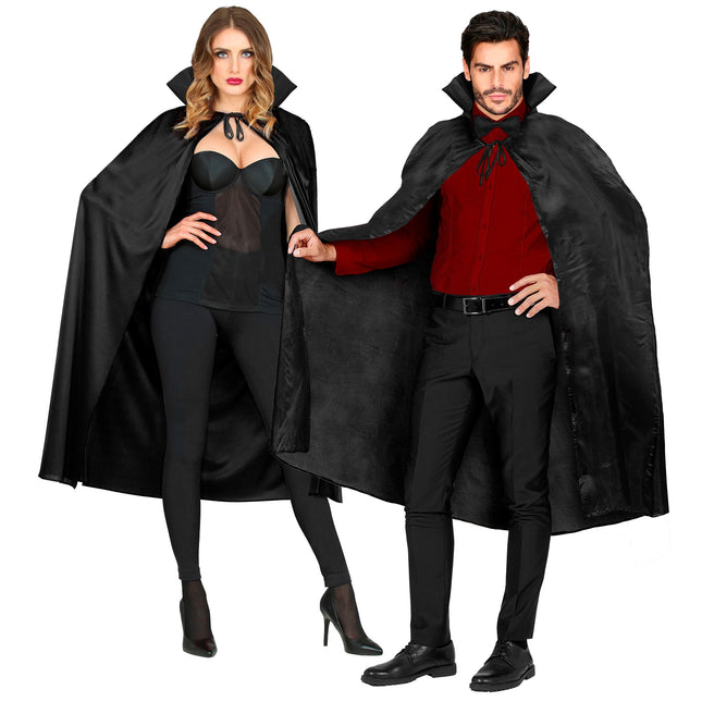 Peleryna na Halloween czarna z kołnierzem 1,3 m
