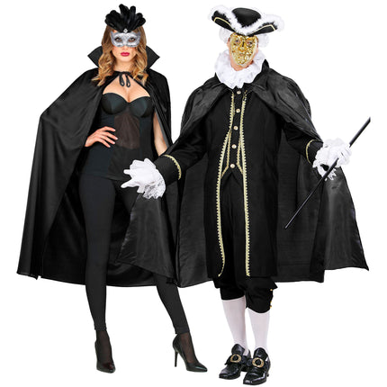 Peleryna na Halloween czarna z kołnierzem 1,3 m