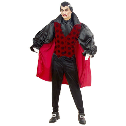 Kostium na Halloween czerwono-czarny męski wampir 4-częściowy