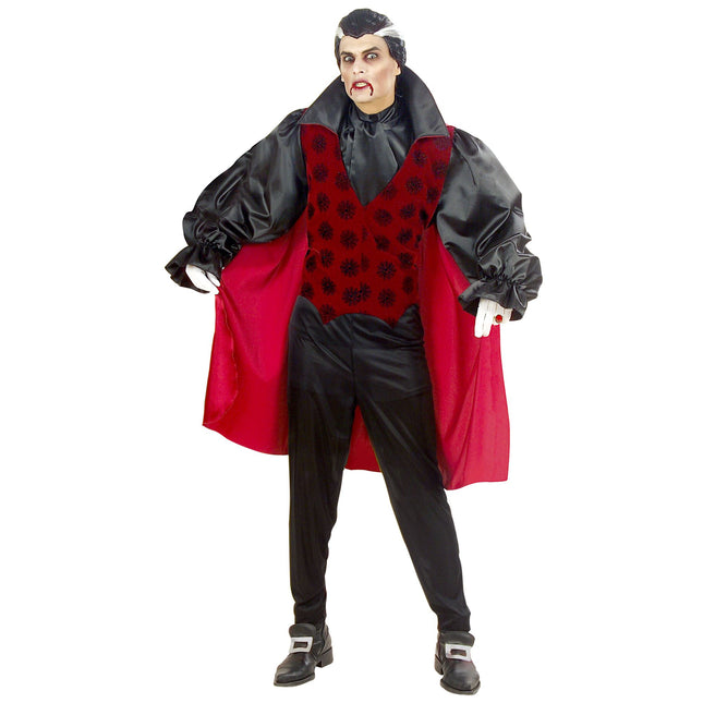 Kostium na Halloween czerwono-czarny męski wampir 4-częściowy
