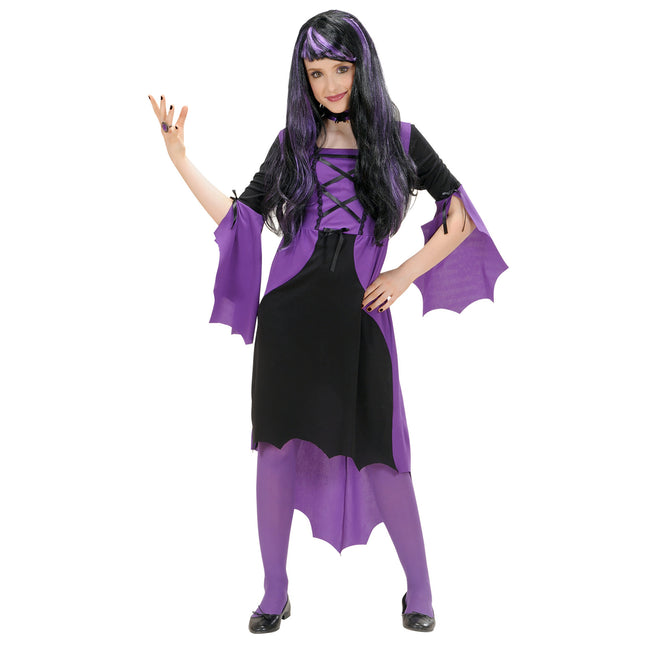 Sukienka na Halloween Czarna Fioletowa Dziewczyna Czarownica