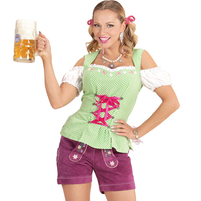 Bluzka Oktoberfest zielono-różowa damska