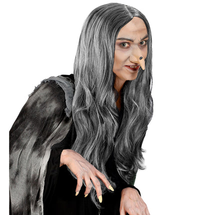 Peruka na Halloween Szara Czarownica