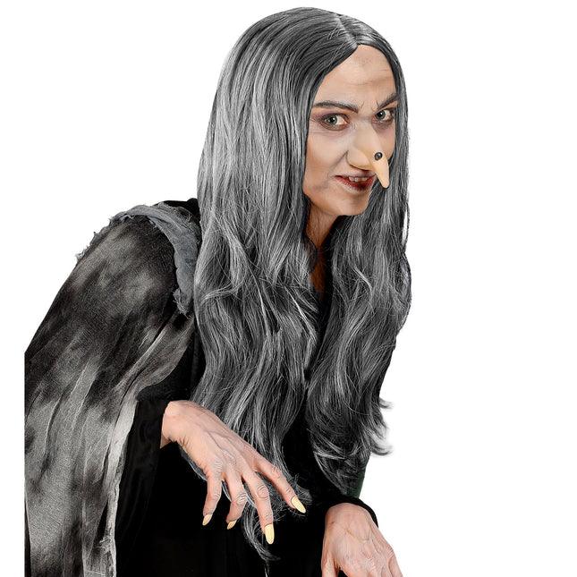 Peruka na Halloween Szara Czarownica