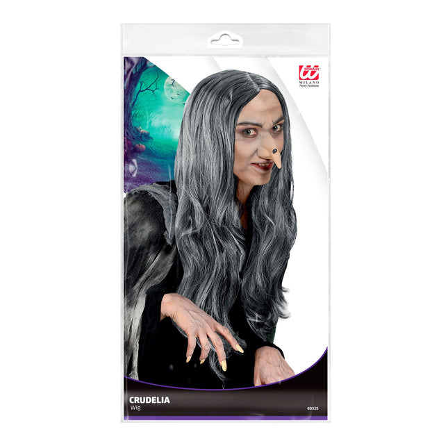 Peruka na Halloween Szara Czarownica