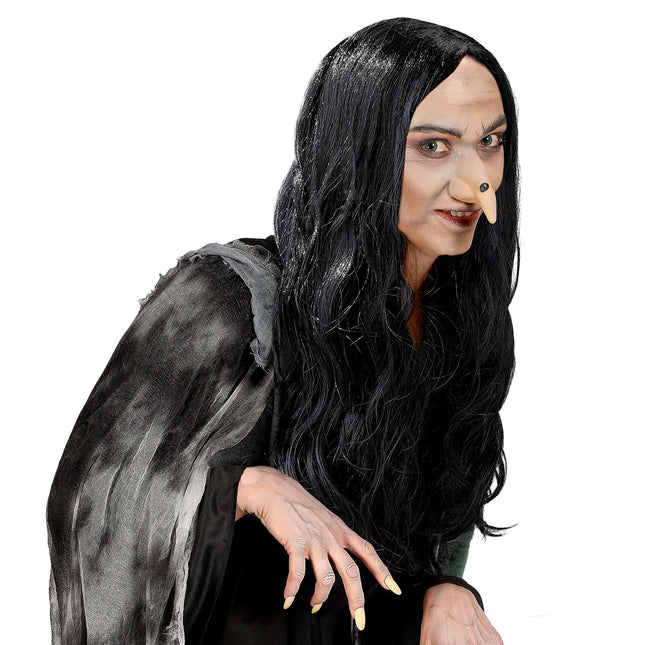 Peruka na Halloween Czarna Czarownica