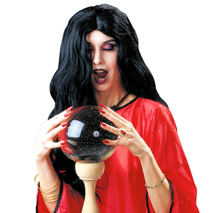 Peruka na Halloween Czarna Czarownica