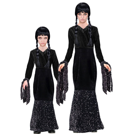 Sukienka na Halloween Czarna Dziewczyna Długa