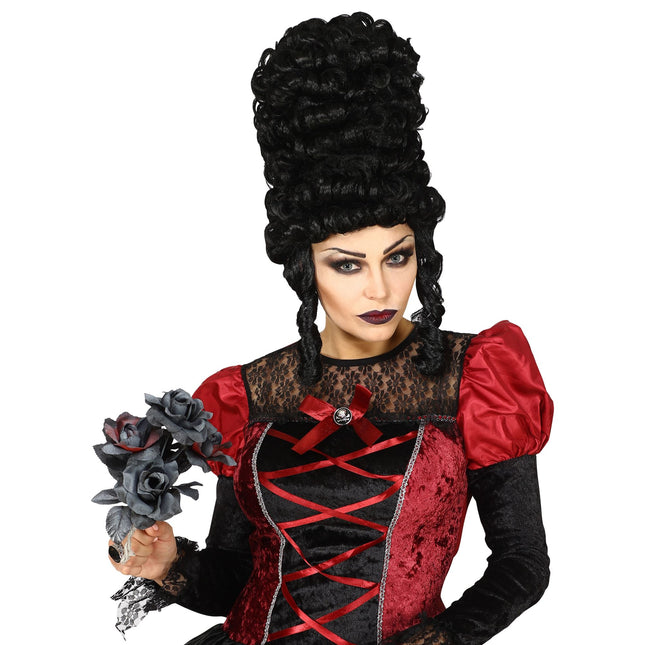 Czarna gotycka peruka na Halloween