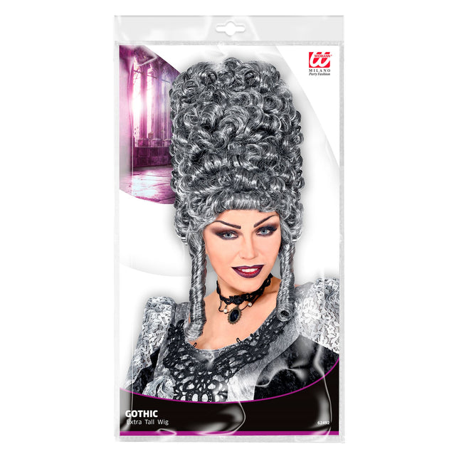 Szara gotycka peruka na Halloween