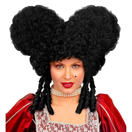 Peruka na Halloween Black Baroque