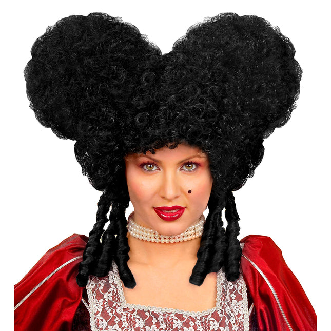Peruka na Halloween Black Baroque