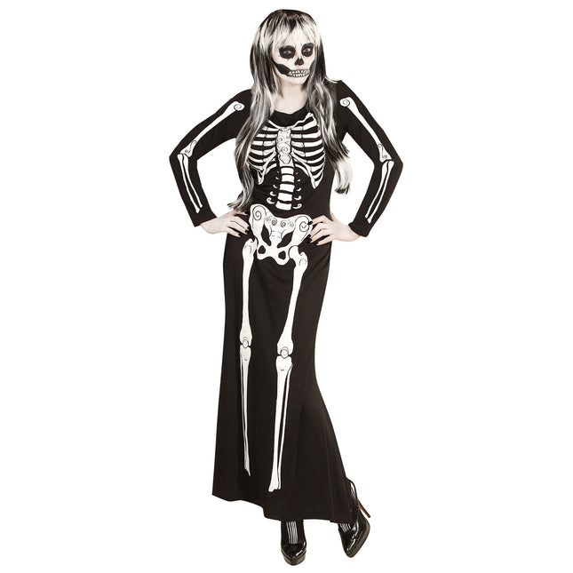 Kostium na Halloween Biały Czarny Damski Szkielet