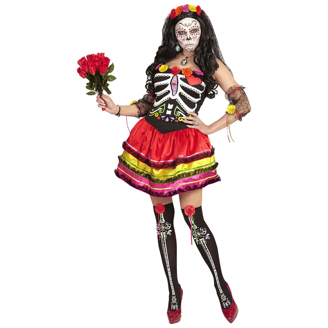 Dia De Los Muertos Sukienka damska krótka kolorowa