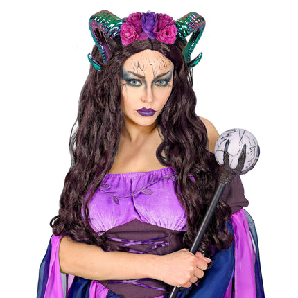 Opaska do włosów na Halloween z kolorowym rogiem