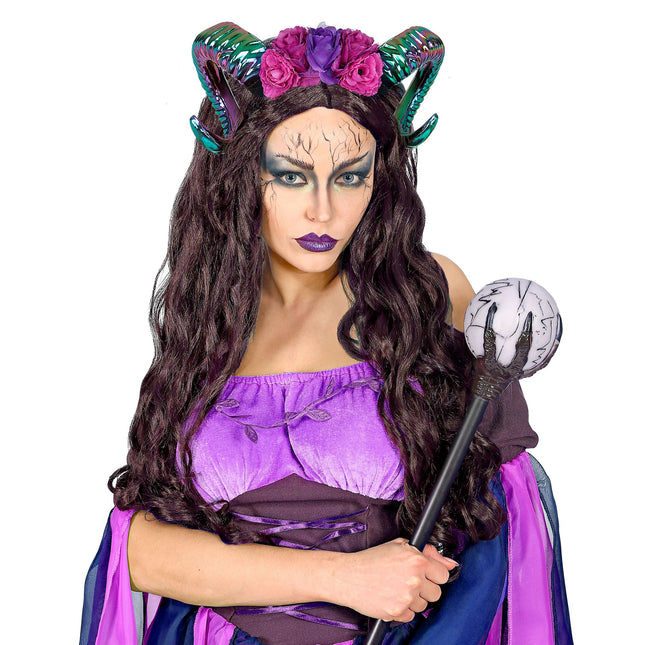 Opaska do włosów na Halloween z kolorowym rogiem