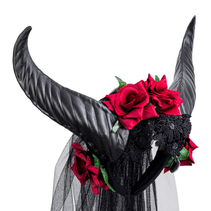 Opaska do włosów na Halloween Welon ślubny z rogami