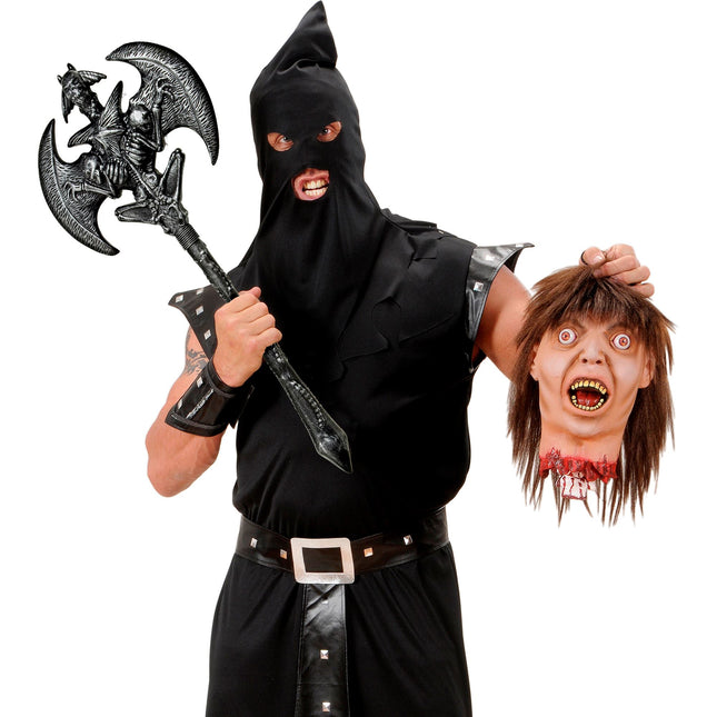 Fałszywy topór na Halloween, srebrny