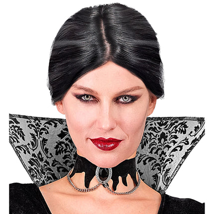 Halloweenowy naszyjnik aksamitny z kamieniem szlachetnym