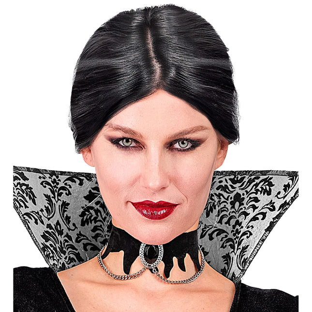 Halloweenowy naszyjnik aksamitny z kamieniem szlachetnym