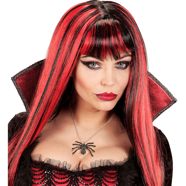 Naszyjnik na Halloween Czarny pająk z diamentami
