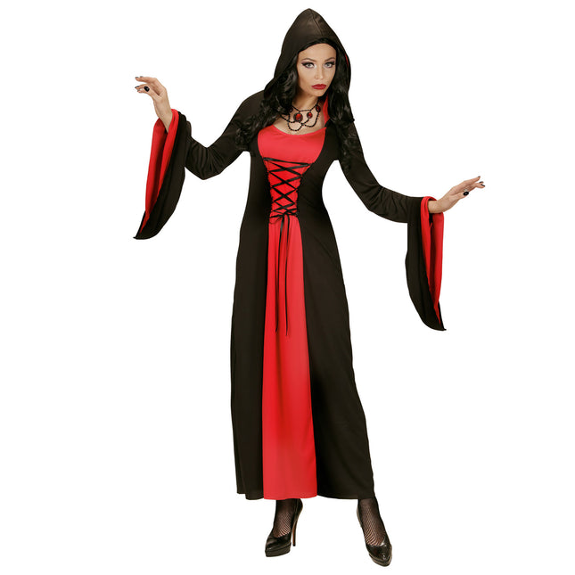Sukienka gotycka damska na Halloween czerwono-czarna