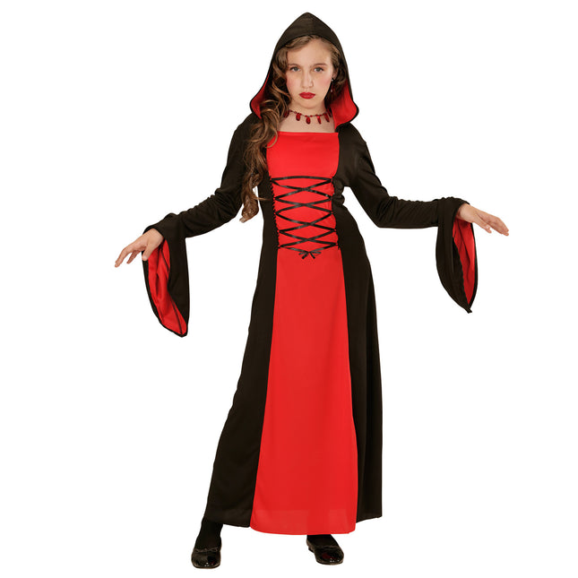 Sukienka na Halloween Czerwono Czarna Gotycka Dziewczyna