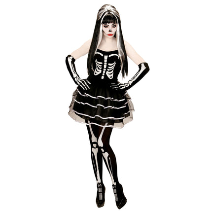 Sukienka na Halloween Biały Czarny Damski Szkielet
