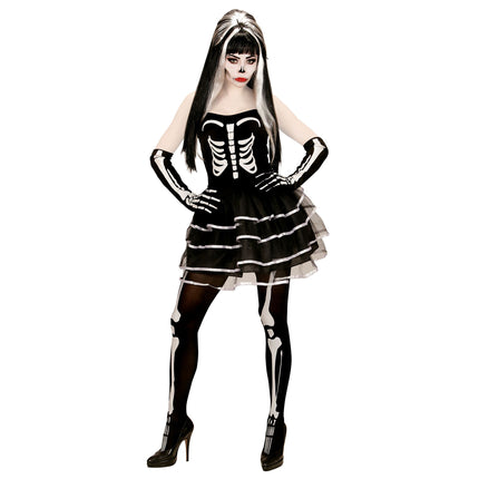 Sukienka na Halloween Biały Czarny Damski Szkielet