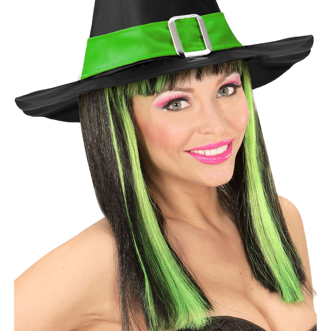 Peruka na Halloween w czarno-zielone paski