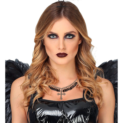 Naszyjnik na Halloween czarny krzyż gotycki