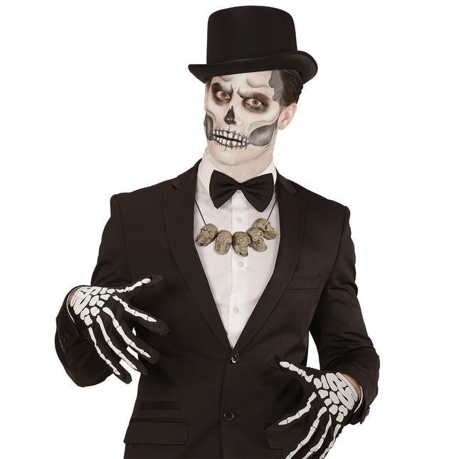 Naszyjnik na Halloween Srebrne Czaszki