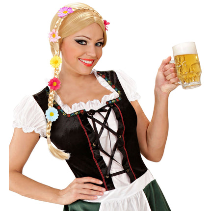 Opaska Oktoberfest z ogonem i kwiatami