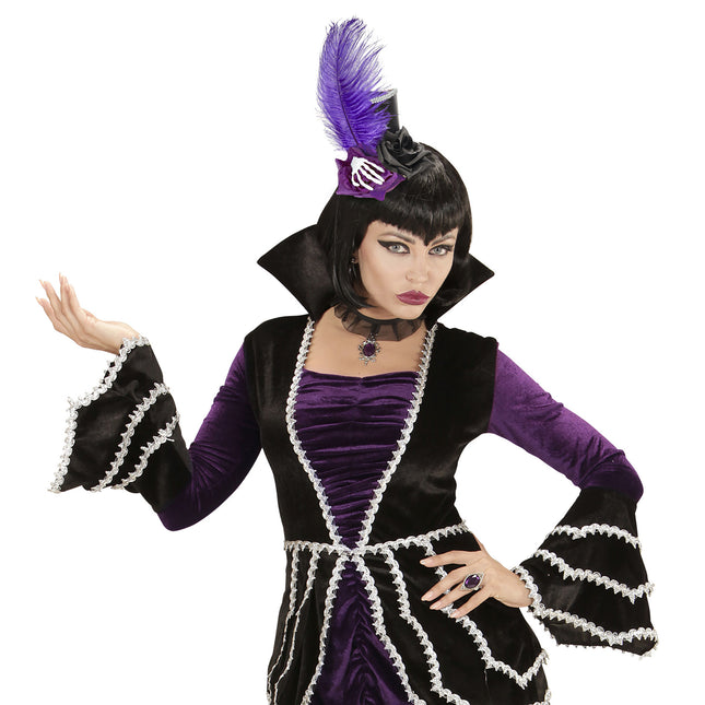 Kapelusz na Halloween Fioletowy Mini Szkielet
