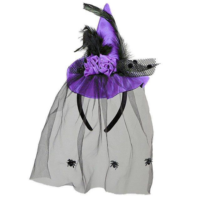 Kapelusz na Halloween Fioletowa Wiedźma Mini