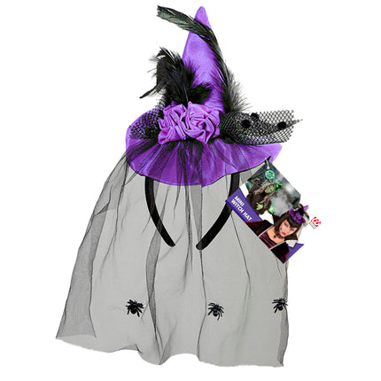 Kapelusz na Halloween Fioletowa Wiedźma Mini