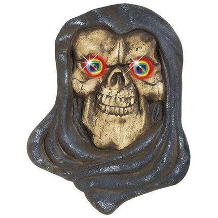 Halloweenowa dekoracja ścienna Żniwiarz ze światłem