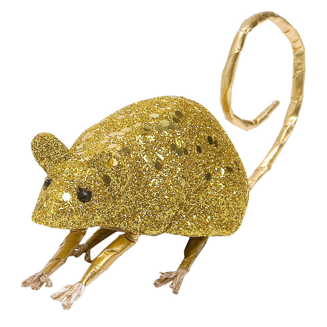 Złota sztuczna mysz 8,5 cm