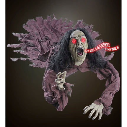 Halloweenowa lalka czarownica z dźwiękiem i światłem