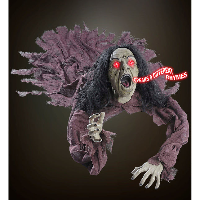 Halloweenowa lalka czarownica z dźwiękiem i światłem