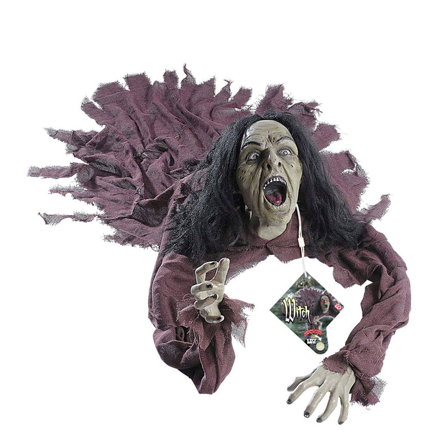 Halloweenowa lalka czarownica z dźwiękiem i światłem