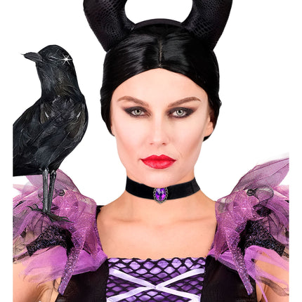 Halloweenowy naszyjnik z fioletowym kamieniem