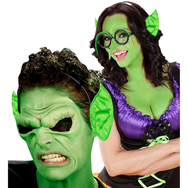 Opaska do włosów na Halloween Zielone Uszy
