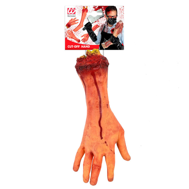 Halloweenowa sztuczna ręka odcięta kością