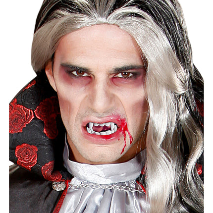 Halloweenowe sztuczne zęby Czarny Czerwony Wampir