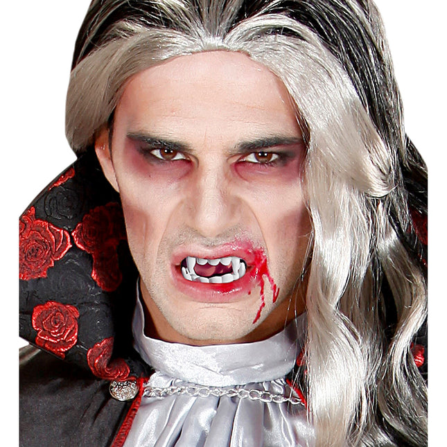 Halloweenowe sztuczne zęby Czarny Czerwony Wampir