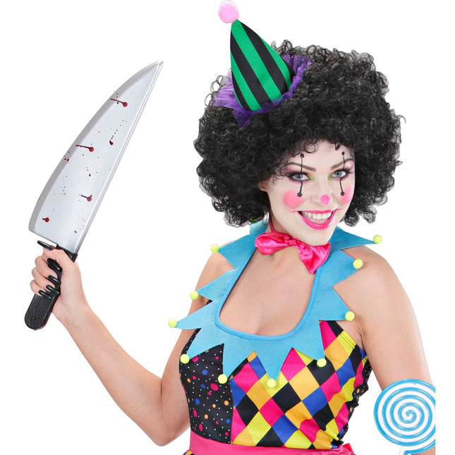 Fałszywy nóż na Halloween Krew 48 cm